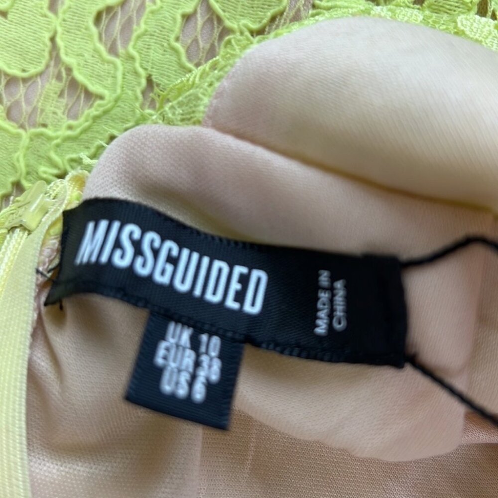 SOLD NWT Misguided Yellow Plunge Lace Midaxi Dress size 6 - Picture 10 of 11